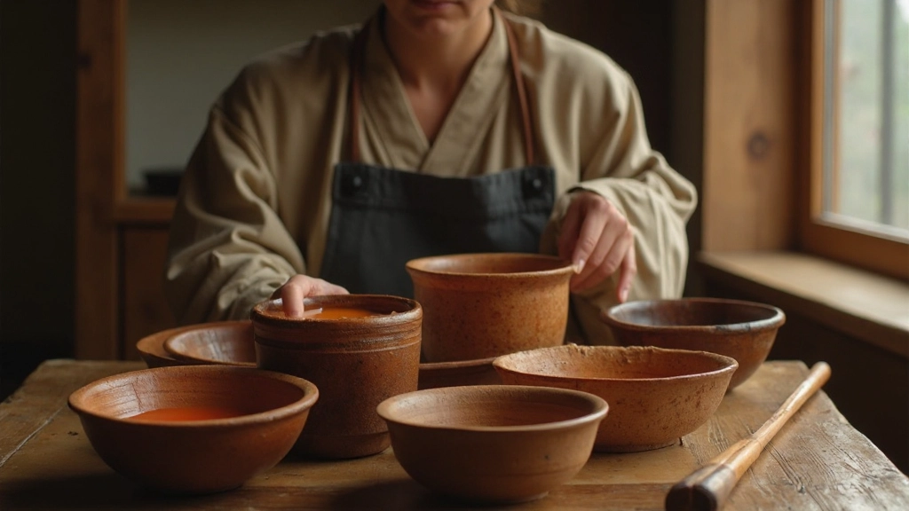 日本の伝統色見本、複数の色が調和した配置、自然な背景、照明による陰影